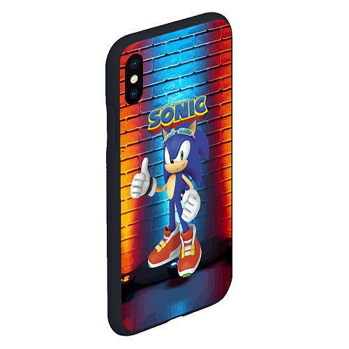 Чехол iPhone XS Max матовый Sonic - Hedgehog - Video game - жест / 3D-Черный – фото 2