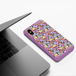 Чехол iPhone XS Max матовый Монстры и пришельцы, цвет: 3D-фиолетовый — фото 2