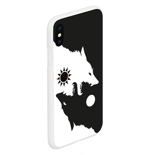 Чехол iPhone XS Max матовый Волки инь и ян / 3D-Белый – фото 2