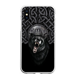 Чехол iPhone XS Max матовый Щит Велеса с медведем