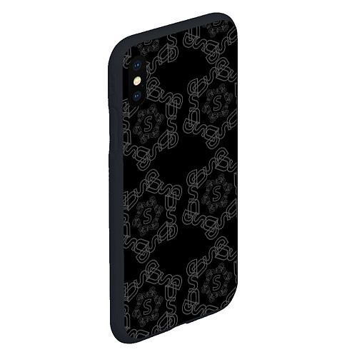 Чехол iPhone XS Max матовый Геометрическая абстракция из букв / 3D-Черный – фото 2