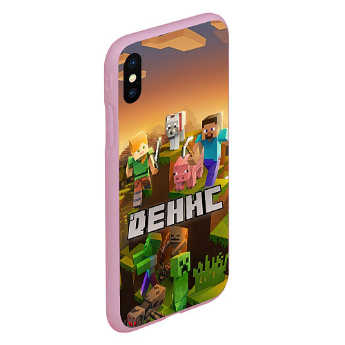 Чехол iPhone XS Max матовый Денис Майнкрафт / 3D-Розовый – фото 2