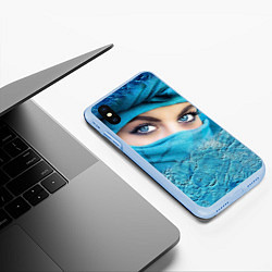 Чехол iPhone XS Max матовый Синеглазая девушка в хиджабе, цвет: 3D-голубой — фото 2