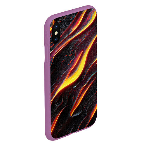 Чехол iPhone XS Max матовый Огонь сквозь расколы в плите как магическая лава / 3D-Фиолетовый – фото 2