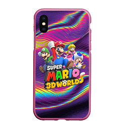 Чехол iPhone XS Max матовый Герои Super Mario 3D World - Nintendo