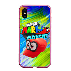 Чехол iPhone XS Max матовый Super Mario Odyssey - Nintendo - Бейсболка, цвет: 3D-малиновый