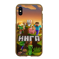 Чехол iPhone XS Max матовый Инга Minecraft, цвет: 3D-коричневый