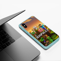 Чехол iPhone XS Max матовый Кирилл Minecraft, цвет: 3D-мятный — фото 2