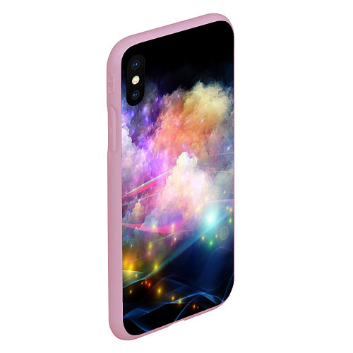 Чехол iPhone XS Max матовый Светящиеся точки и дым / 3D-Розовый – фото 2