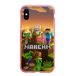 Чехол iPhone XS Max матовый Максим Minecraft, цвет: 3D-баблгам