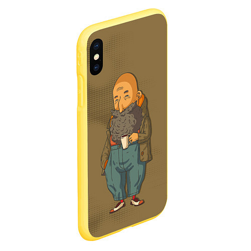 Чехол iPhone XS Max матовый Бородач в красных носках / 3D-Желтый – фото 2