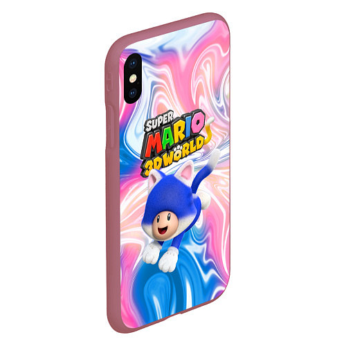 Чехол iPhone XS Max матовый Toad - Super Mario 3D World - Nintendo / 3D-Малиновый – фото 2