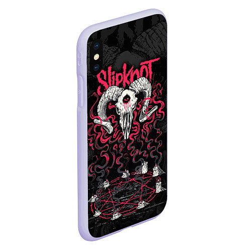 Чехол iPhone XS Max матовый Slipknot - goat skull / 3D-Светло-сиреневый – фото 2