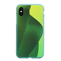 Чехол iPhone XS Max матовый Зелёные абстрактные волны, цвет: 3D-мятный