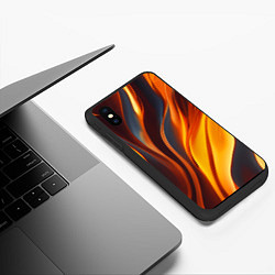 Чехол iPhone XS Max матовый Плавные огненные узоры, цвет: 3D-черный — фото 2