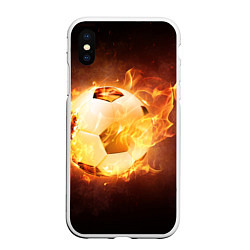 Чехол iPhone XS Max матовый Футбольный мяч огонь