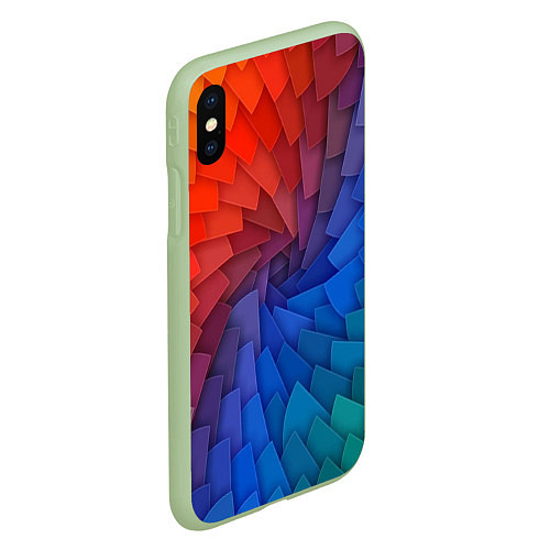 Чехол iPhone XS Max матовый Листы цветной бумаги / 3D-Салатовый – фото 2