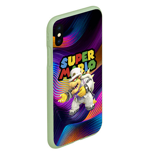 Чехол iPhone XS Max матовый Super Mario - Bowser - Nintendo / 3D-Салатовый – фото 2