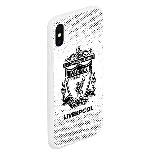 Чехол iPhone XS Max матовый Liverpool с потертостями на светлом фоне / 3D-Белый – фото 2