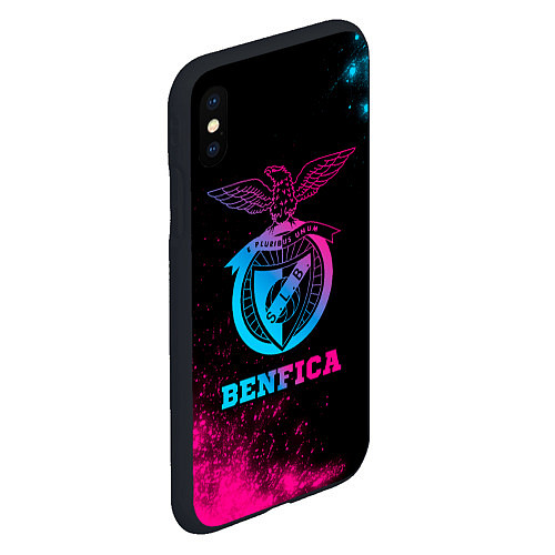 Чехол iPhone XS Max матовый Benfica - neon gradient / 3D-Черный – фото 2