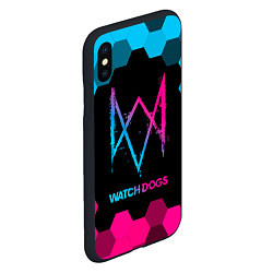 Чехол iPhone XS Max матовый Watch Dogs - neon gradient, цвет: 3D-черный — фото 2