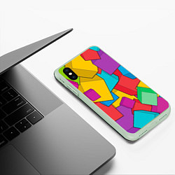 Чехол iPhone XS Max матовый Фон из разноцветных кубиков, цвет: 3D-салатовый — фото 2