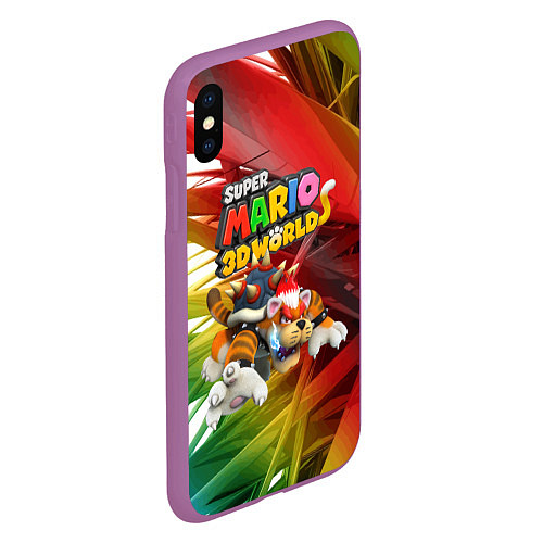 Чехол iPhone XS Max матовый Tiger-Bowser - Super Mario 3D World / 3D-Фиолетовый – фото 2