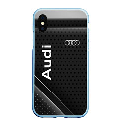 Чехол iPhone XS Max матовый Audi карбон, цвет: 3D-голубой