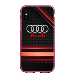 Чехол iPhone XS Max матовый Audi абстракция карбон, цвет: 3D-малиновый