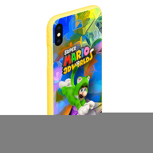 Чехол iPhone XS Max матовый Luigi cat - Super Mario 3D World - Nintendo / 3D-Желтый – фото 2