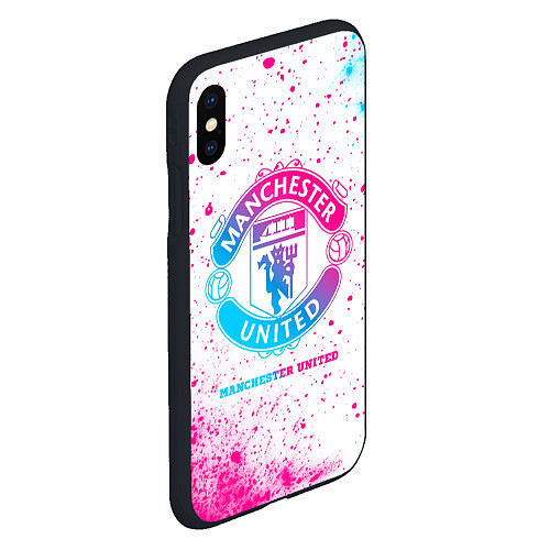 Чехол iPhone XS Max матовый Manchester United neon gradient style / 3D-Черный – фото 2