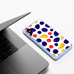 Чехол iPhone XS Max матовый Ягодки и фрукты, цвет: 3D-голубой — фото 2