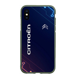 Чехол iPhone XS Max матовый Citroёn Абстракция, цвет: 3D-темно-зеленый