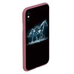 Чехол iPhone XS Max матовый Лошадь из водяных капель, цвет: 3D-малиновый — фото 2