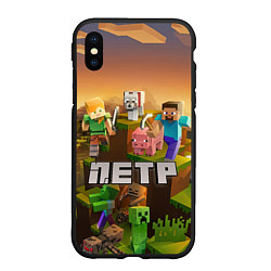 Чехол iPhone XS Max матовый Петр Minecraft