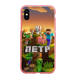 Чехол iPhone XS Max матовый Петр Minecraft