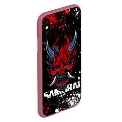Чехол iPhone XS Max матовый Маска Они - Киберпанк 2077 - Samurai, цвет: 3D-малиновый — фото 2