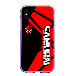 Чехол iPhone XS Max матовый Cyberpunk 2077 - Надпись Samurai, цвет: 3D-сиреневый