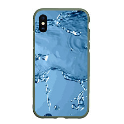 Чехол iPhone XS Max матовый Водные подтёки на стекле, цвет: 3D-темно-зеленый