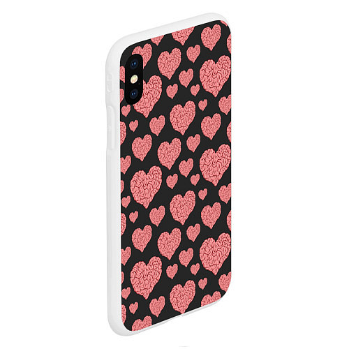 Чехол iPhone XS Max матовый Сердце-мозг / 3D-Белый – фото 2
