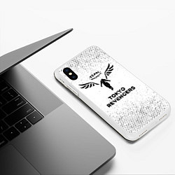 Чехол iPhone XS Max матовый Tokyo Revengers с потертостями на светлом фоне, цвет: 3D-белый — фото 2