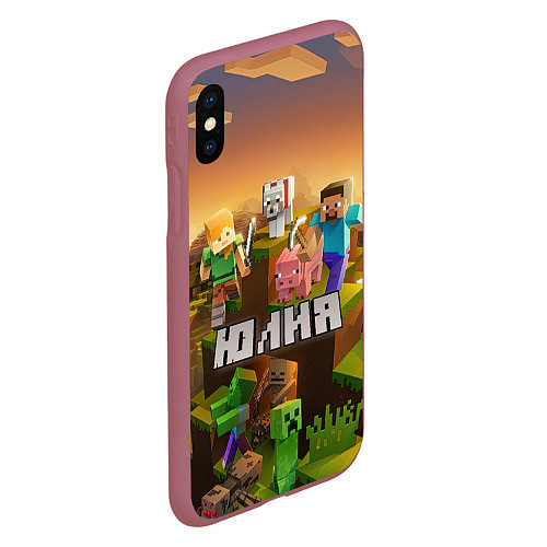 Чехол iPhone XS Max матовый Юлия Minecraft / 3D-Малиновый – фото 2