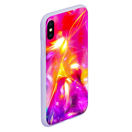 Чехол iPhone XS Max матовый Цветные огни в ночи / 3D-Светло-сиреневый – фото 2