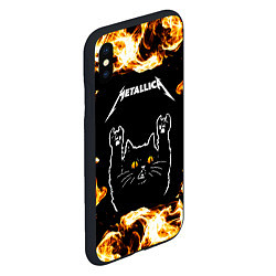 Чехол iPhone XS Max матовый Metallica рок кот и огонь, цвет: 3D-черный — фото 2