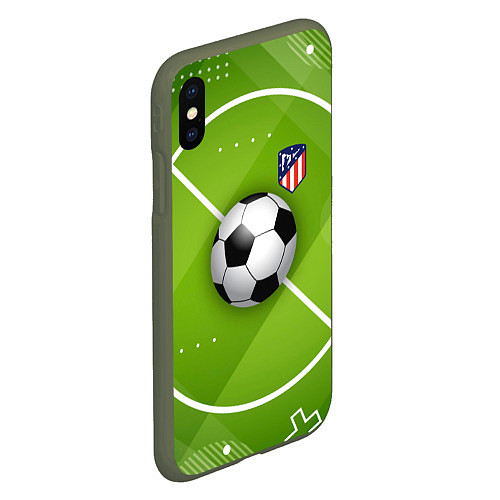 Чехол iPhone XS Max матовый Atletico madrid Мяч / 3D-Темно-зеленый – фото 2