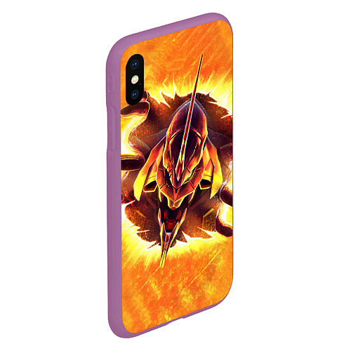 Чехол iPhone XS Max матовый Evangelion fire / 3D-Фиолетовый – фото 2