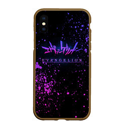 Чехол iPhone XS Max матовый Evangelion neon logo, цвет: 3D-коричневый