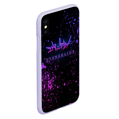 Чехол iPhone XS Max матовый Evangelion neon logo / 3D-Светло-сиреневый – фото 2