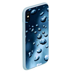 Чехол iPhone XS Max матовый Капли воды на матовом стекле - текстура, цвет: 3D-голубой — фото 2