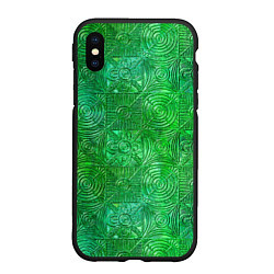 Чехол iPhone XS Max матовый Узорчатый зеленый стеклоблок имитация